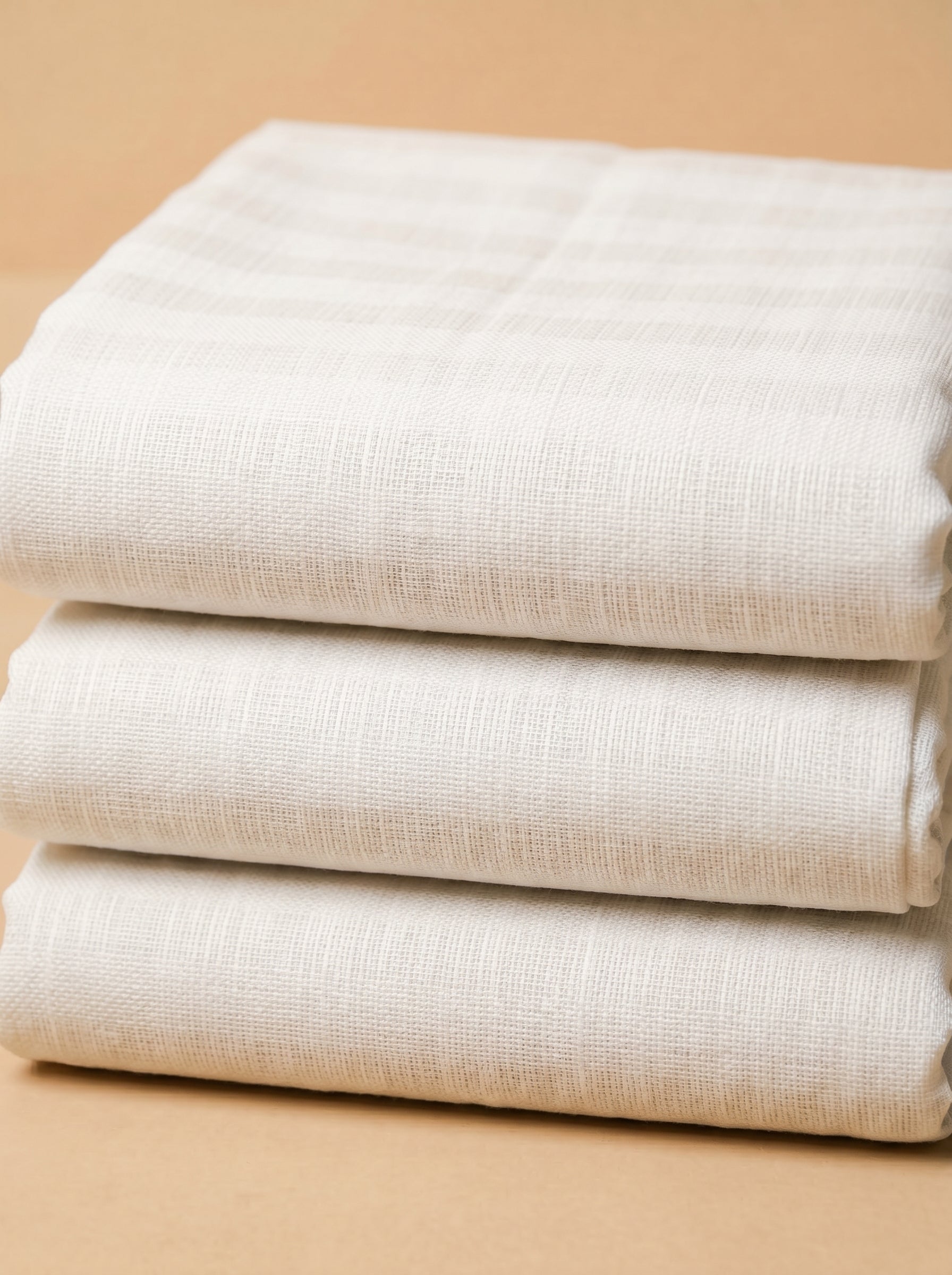 Visible pattern weave in soft white fabric