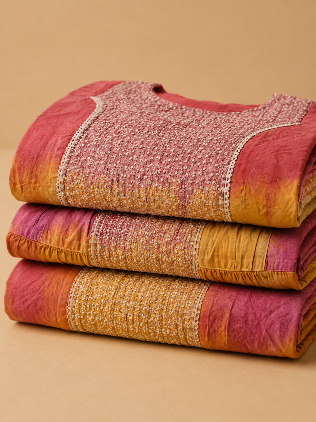 Warm ombré shades with delicate all-over detailing