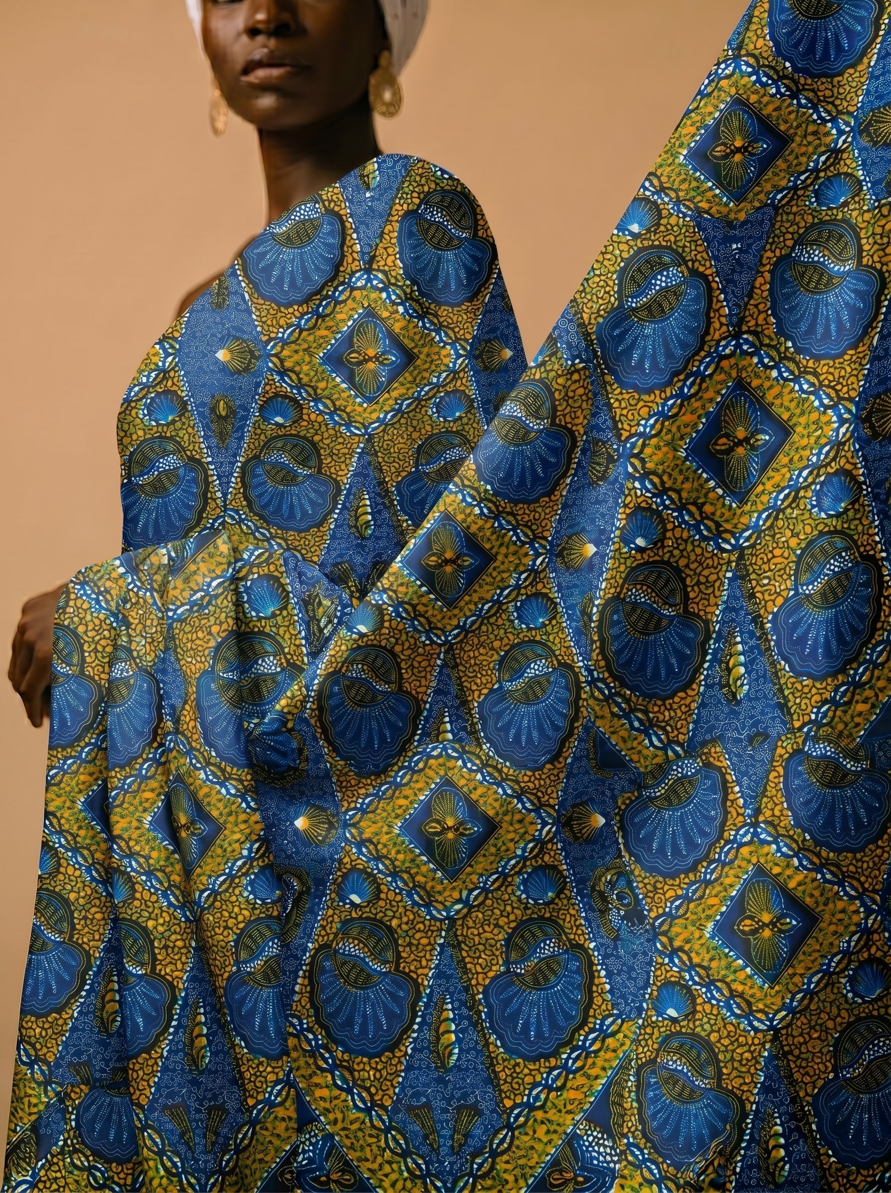 Classic blue and gold wax print