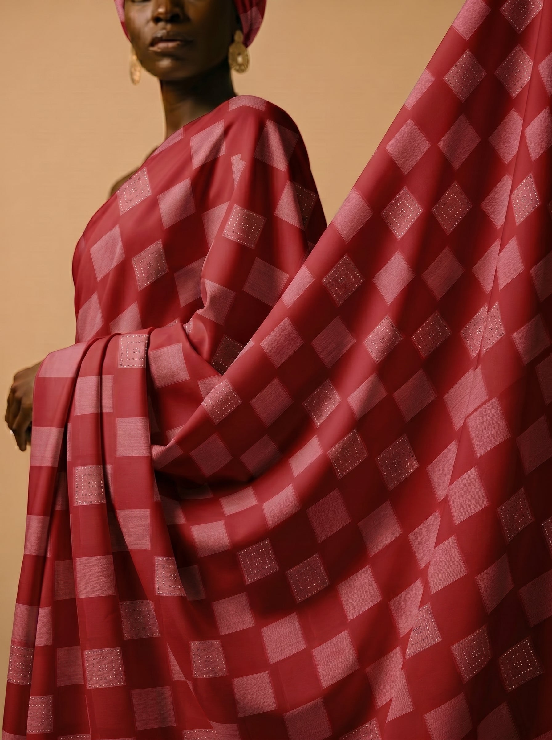 Bold check pattern on rich Swiss voile