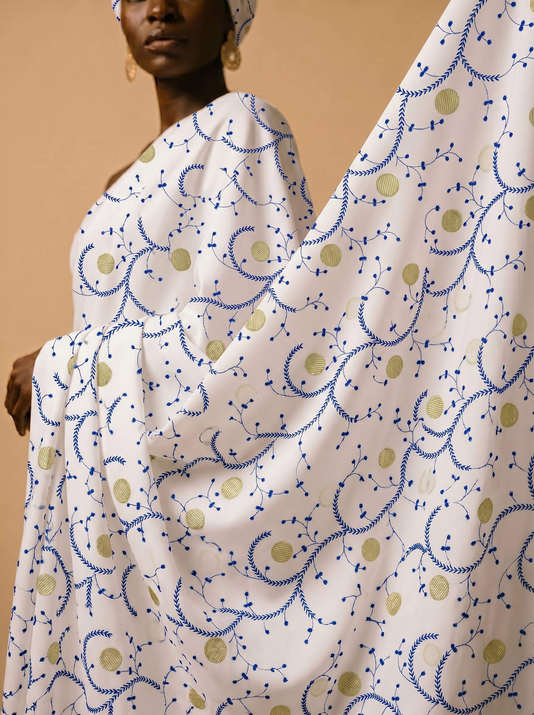 Elegant embroidery on premium Swiss voile