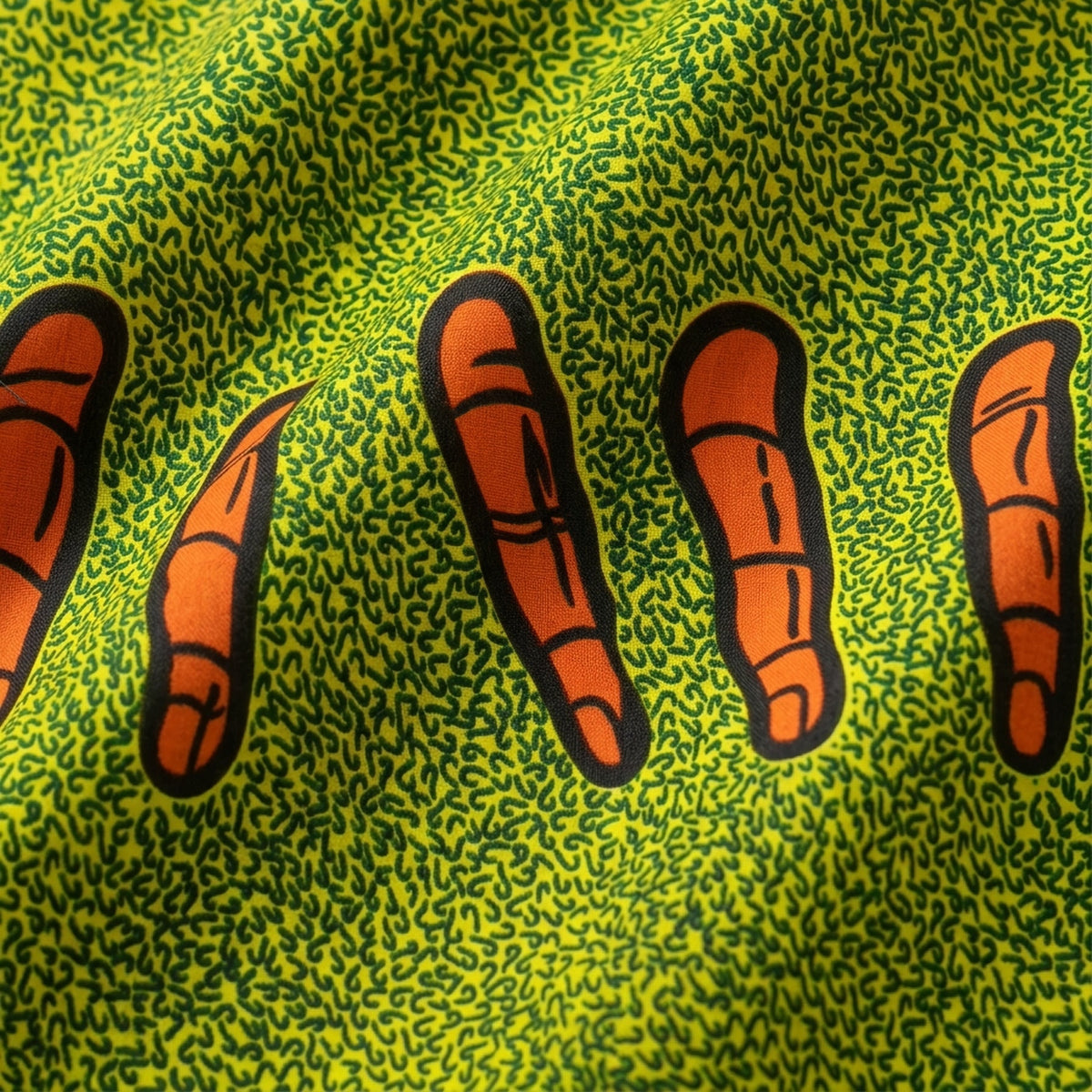 Playful fingers on a vibrant green canvas