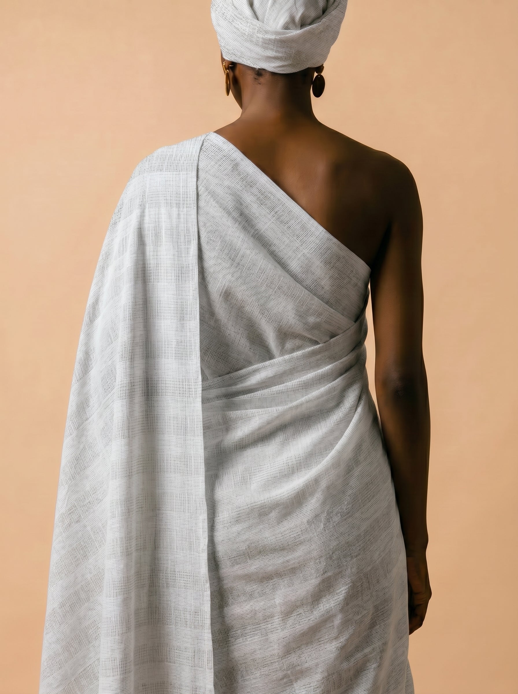 Visible pattern weave in soft white fabric