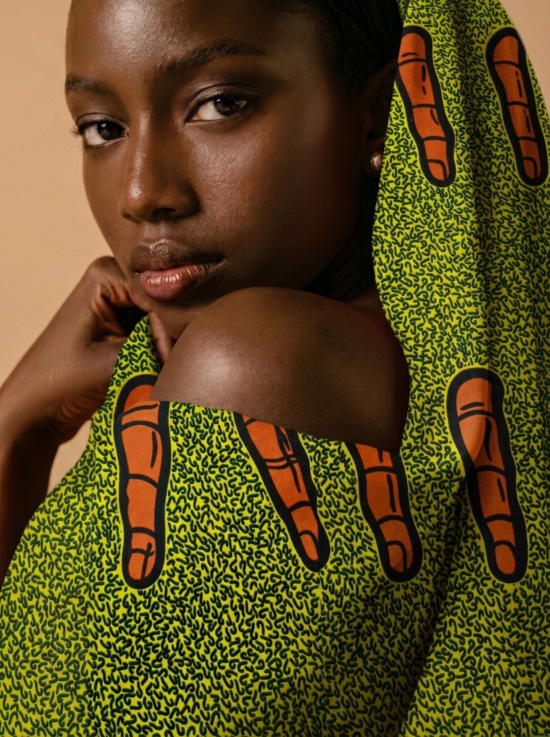 Playful fingers on a vibrant green canvas