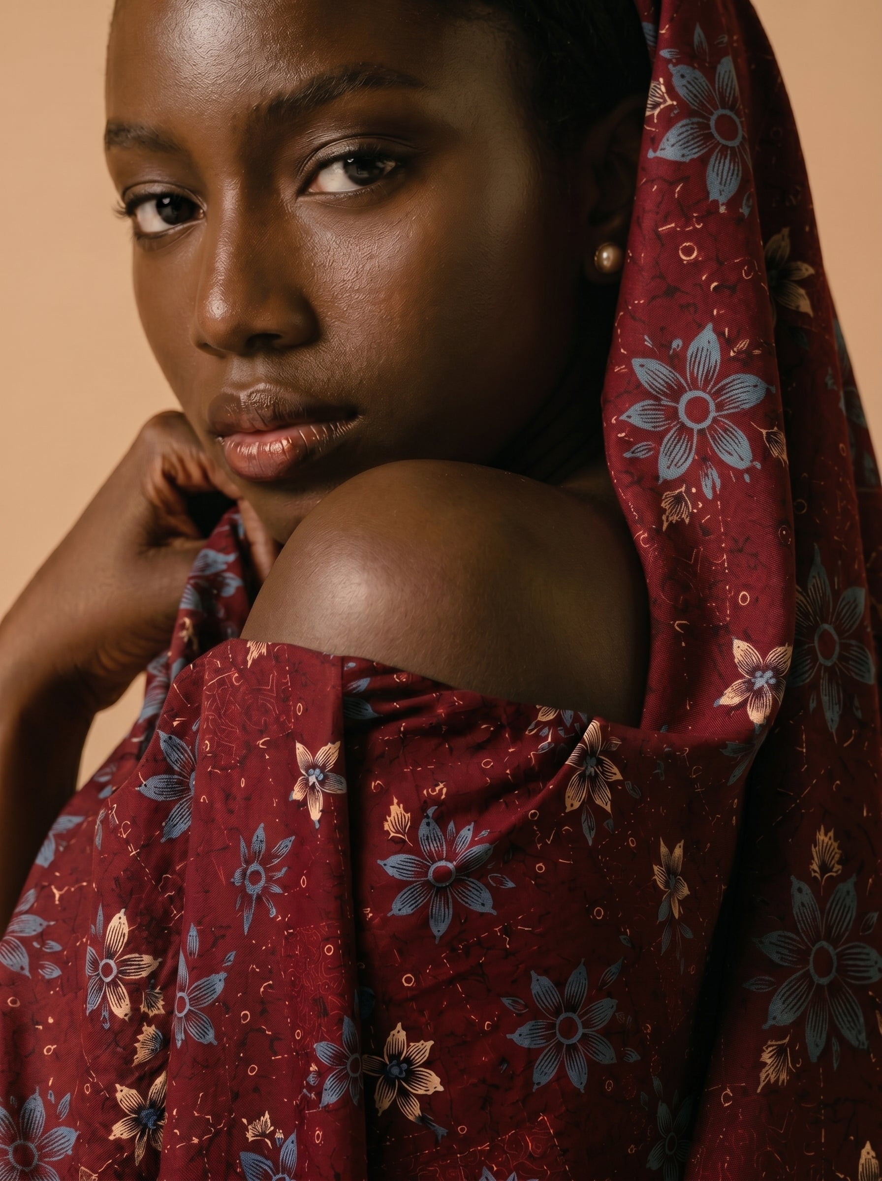 Deep maroon floral