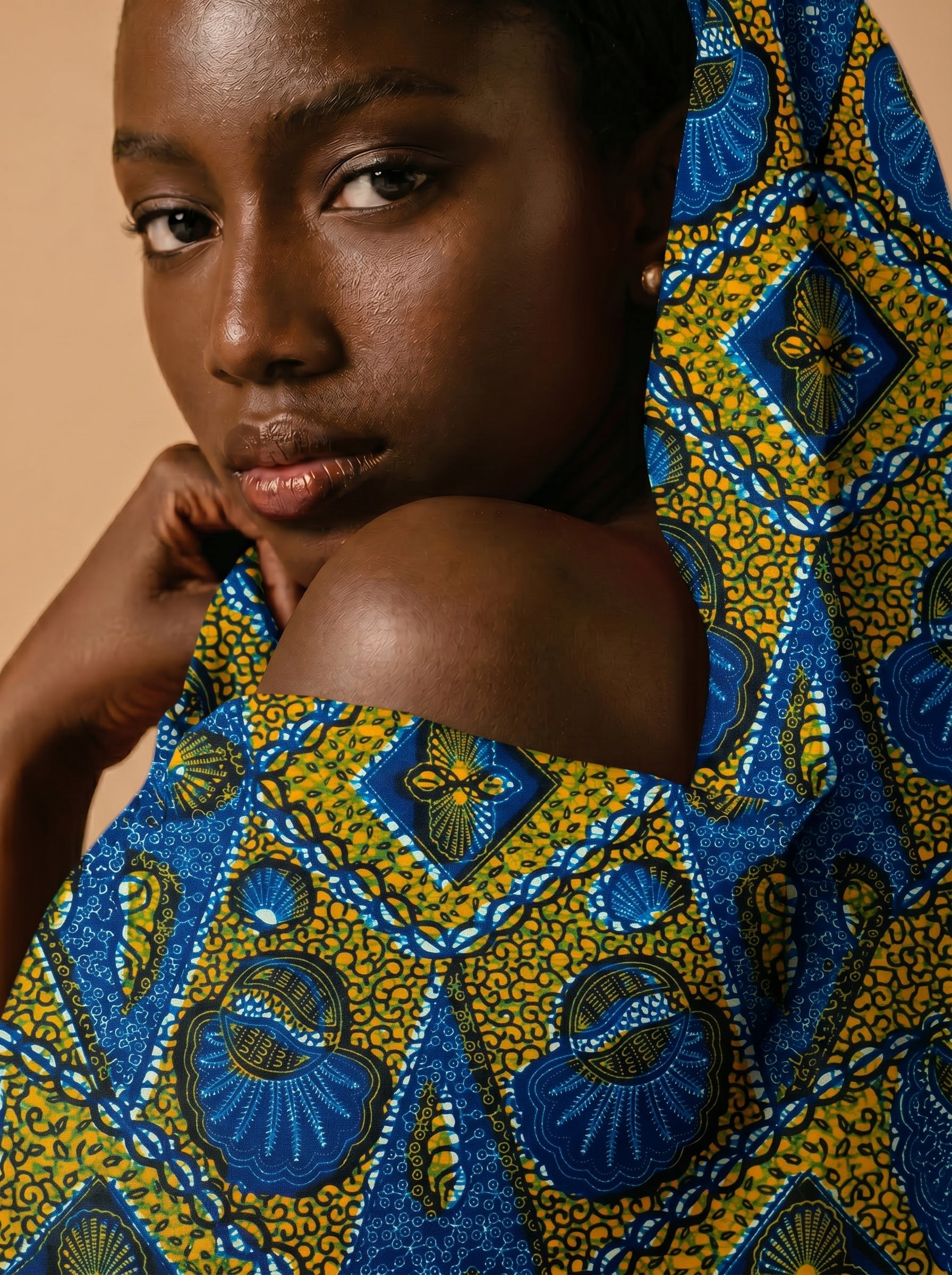 Classic blue and gold wax print