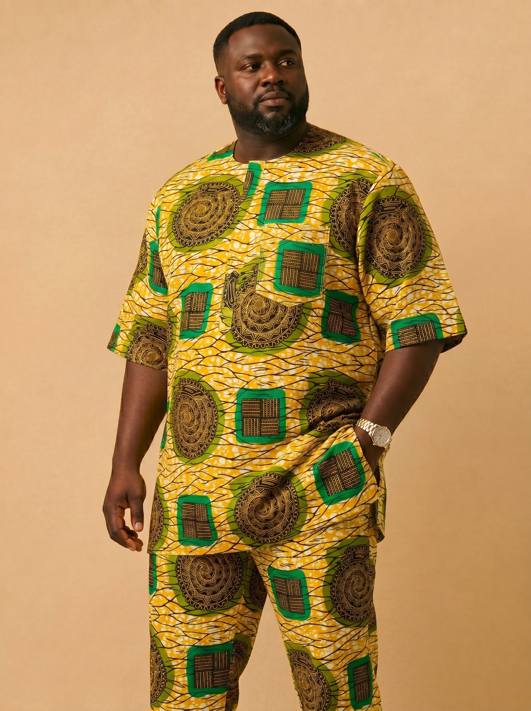 Bold heritage wax print with rich cultural motifs