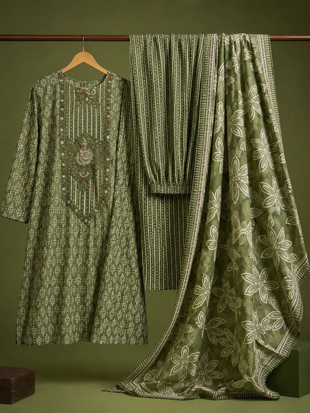 Sage Green Printed Set