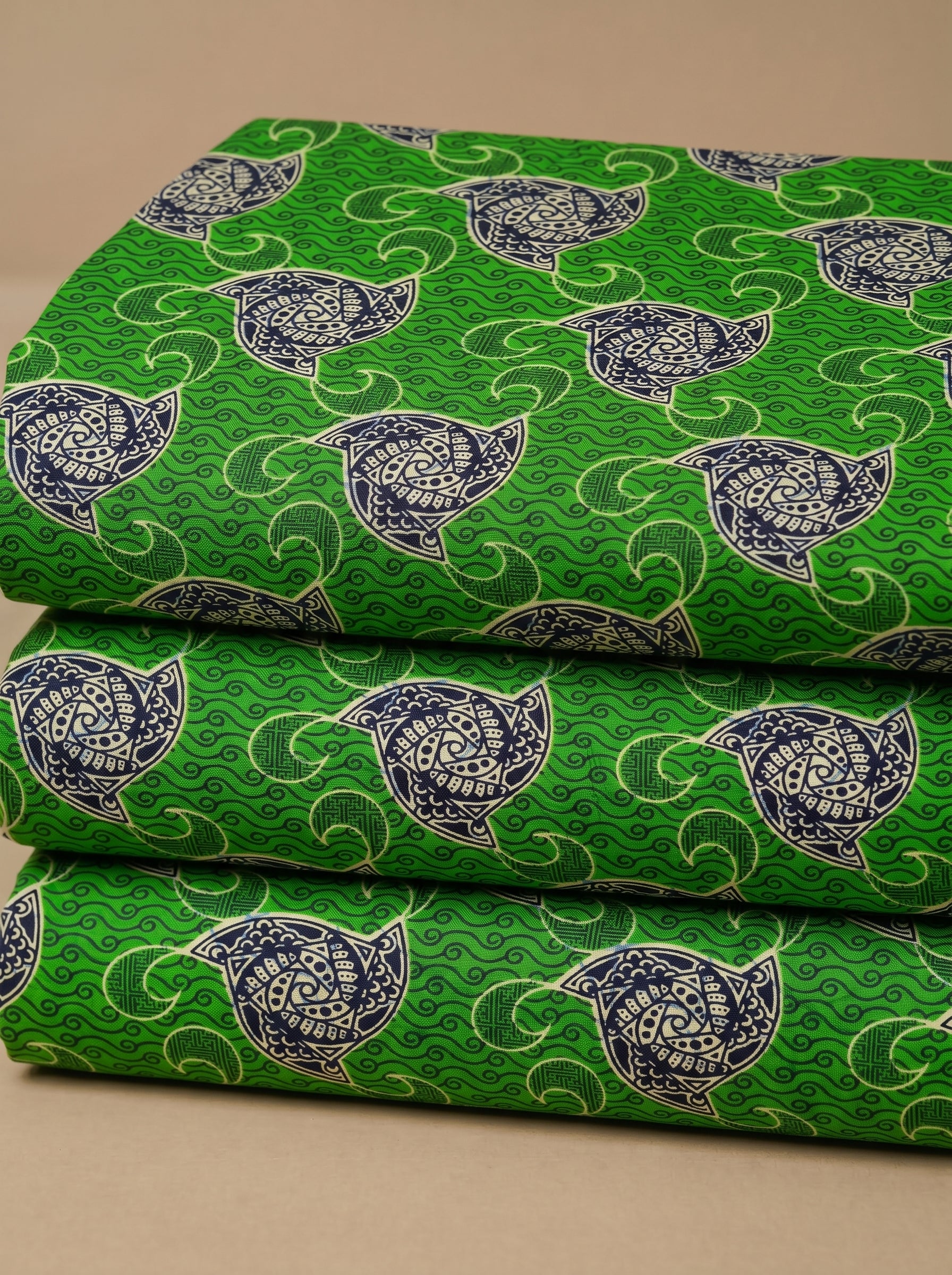 Sea turtle print with flowing wave patterns
