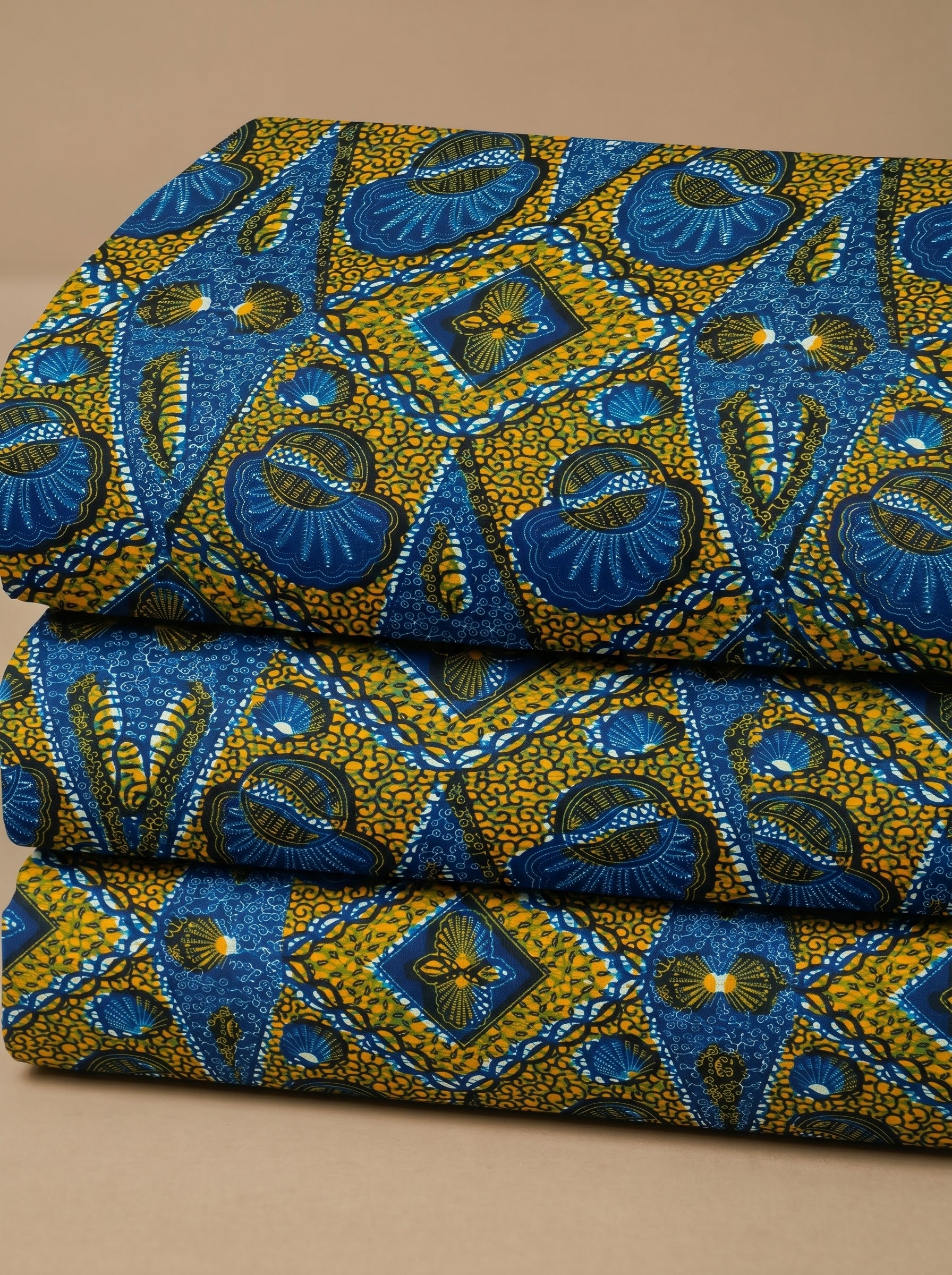 Classic blue and gold wax print
