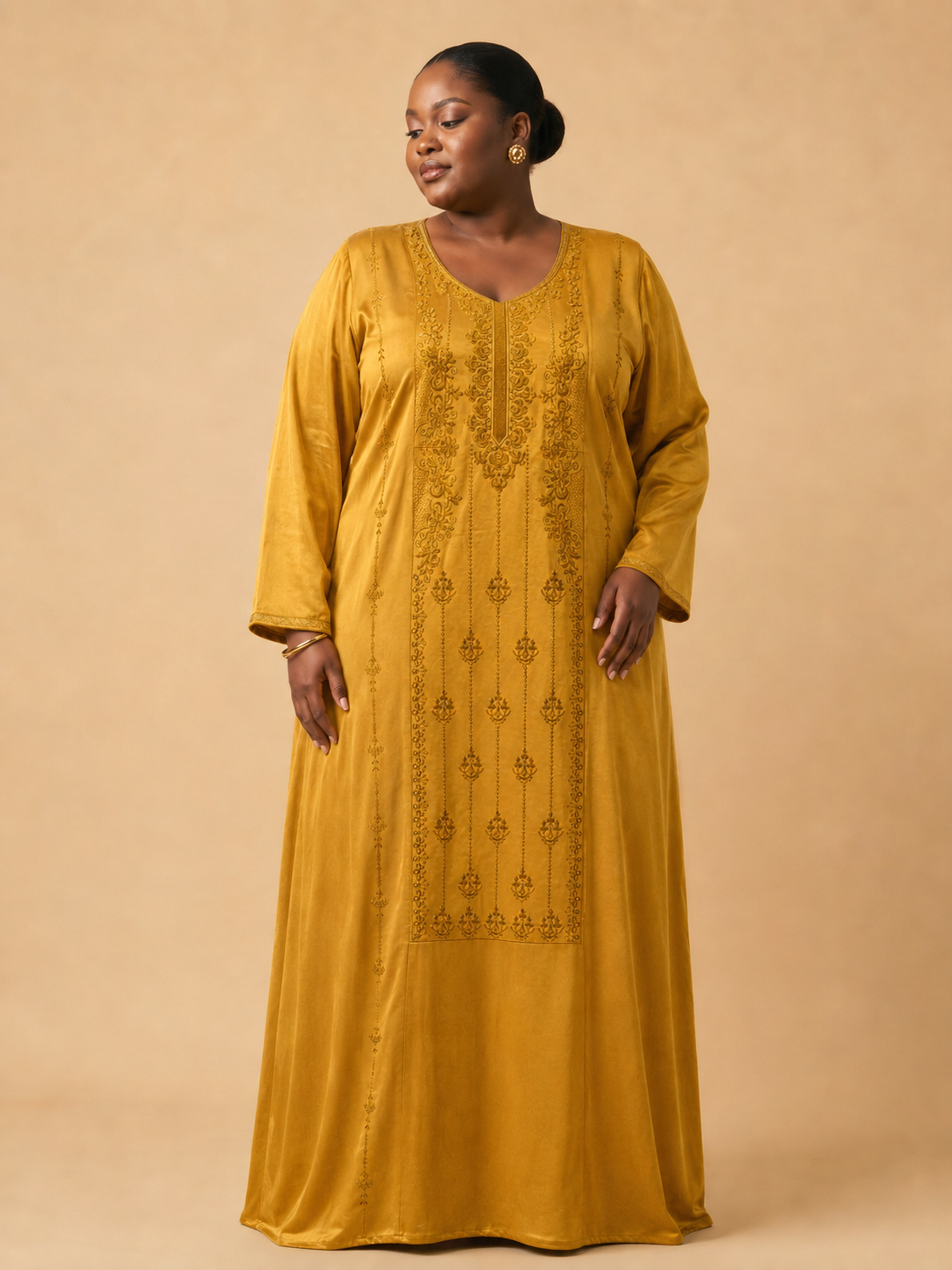 Elegant embroidery on a rich golden base