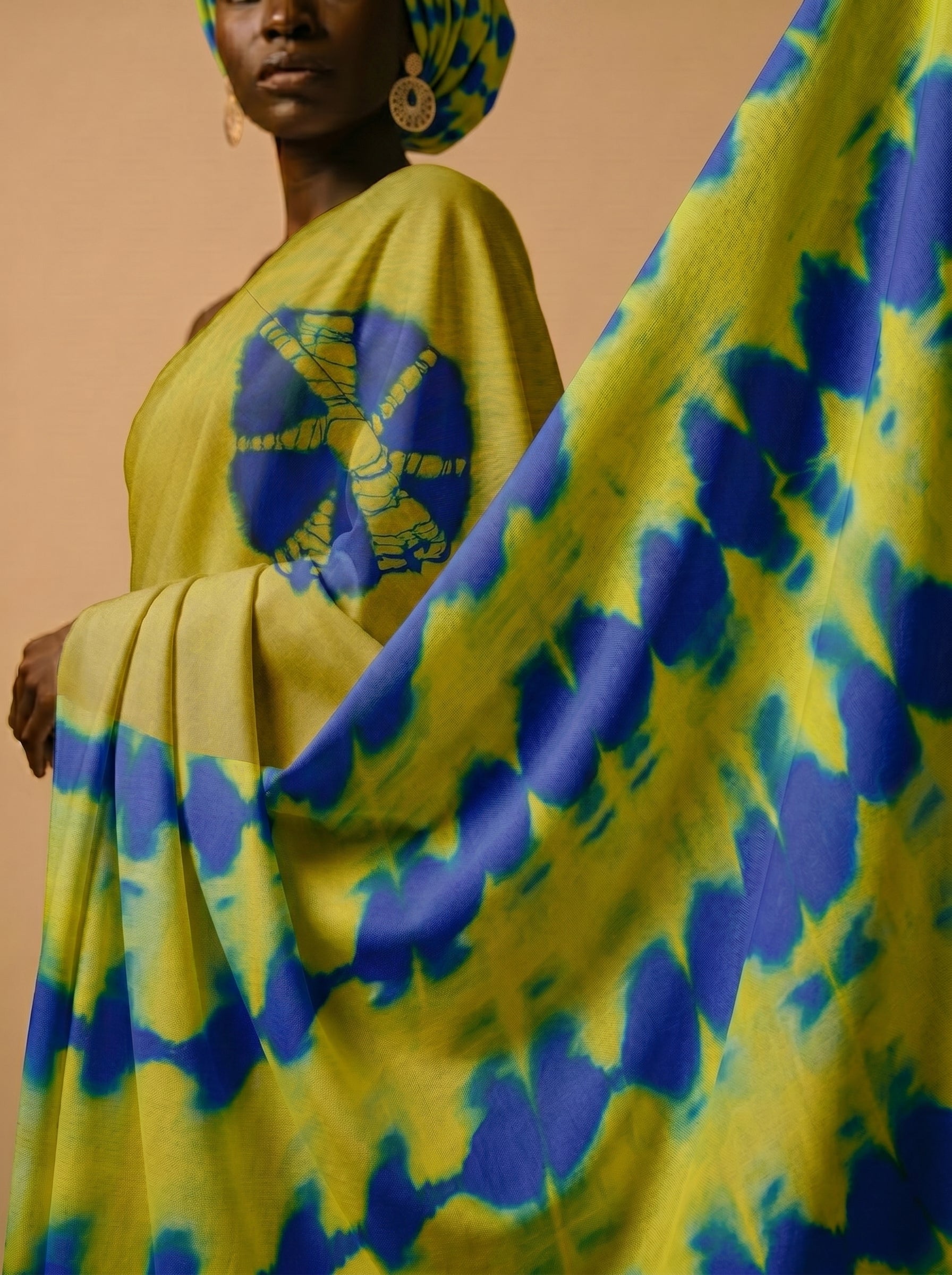 Bold tie-dye design with signature patterns