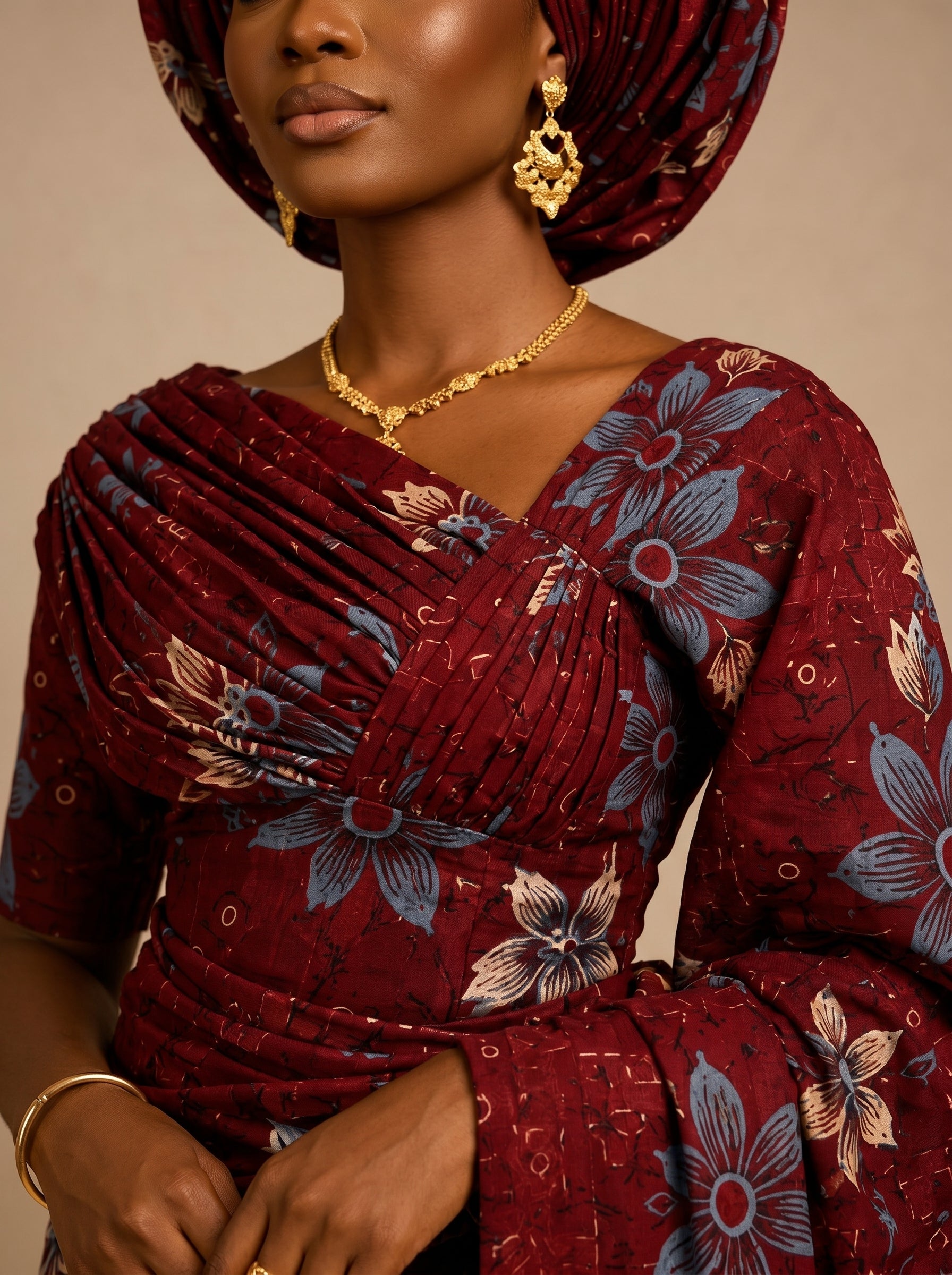 Deep maroon floral