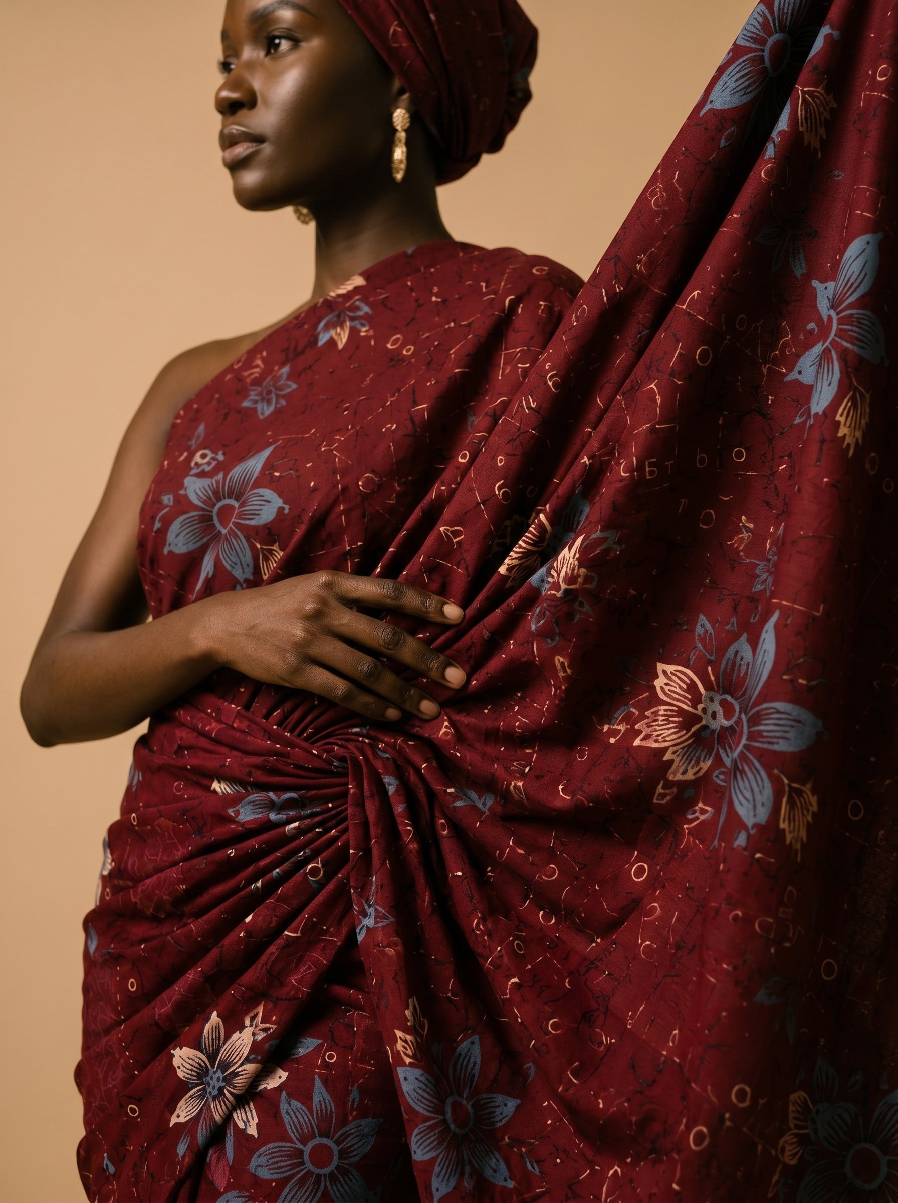 Deep maroon floral