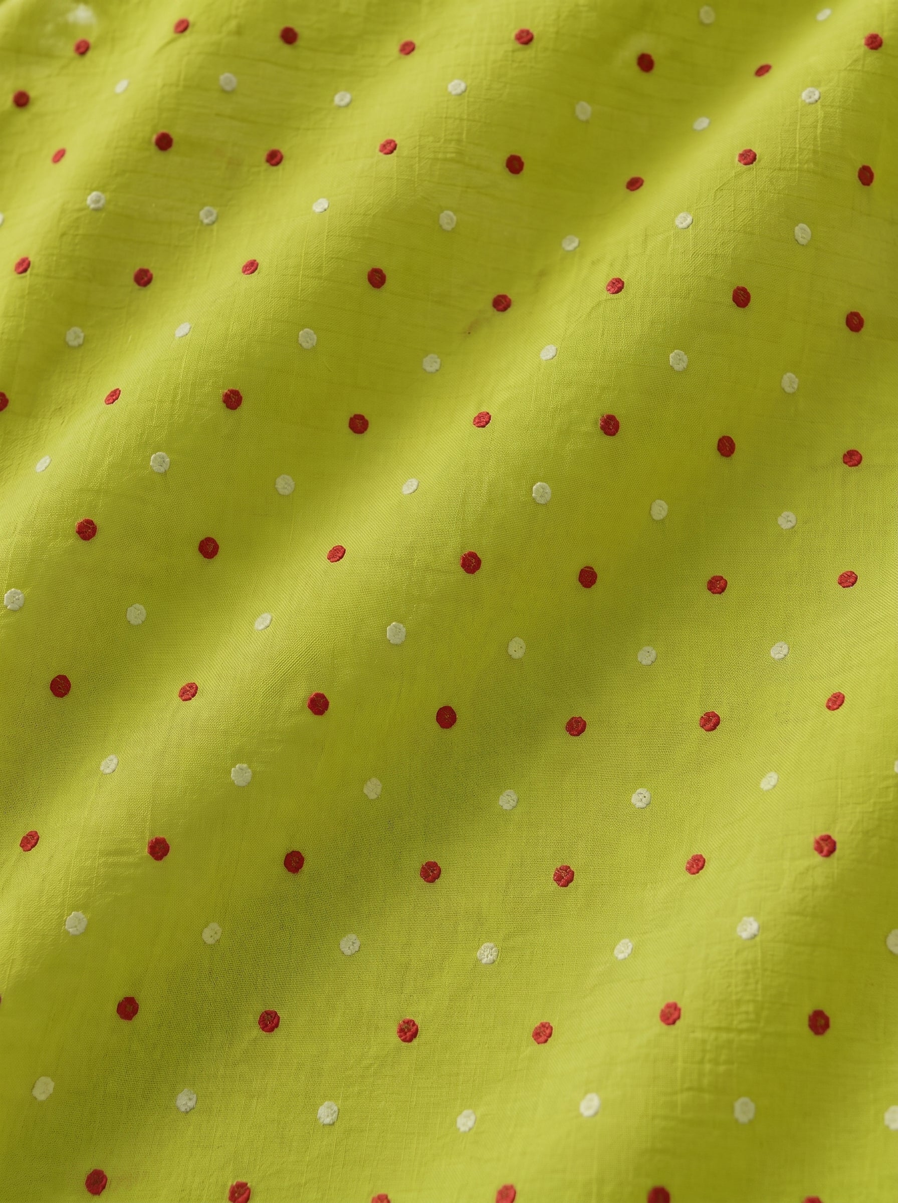 Bright yellow dotted Swiss voile