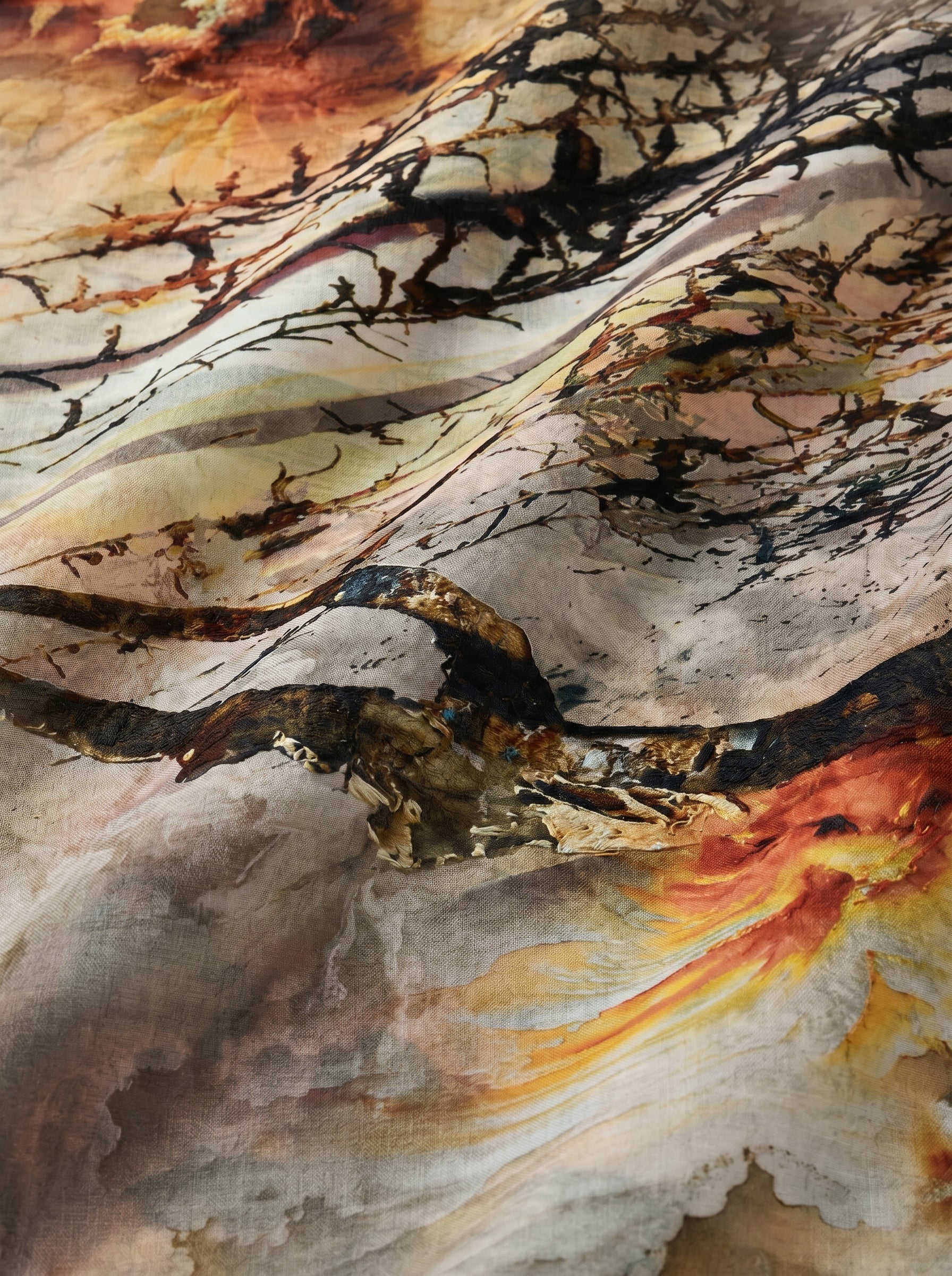Premium Swiss voile fabric featuring a modern abstract water color print