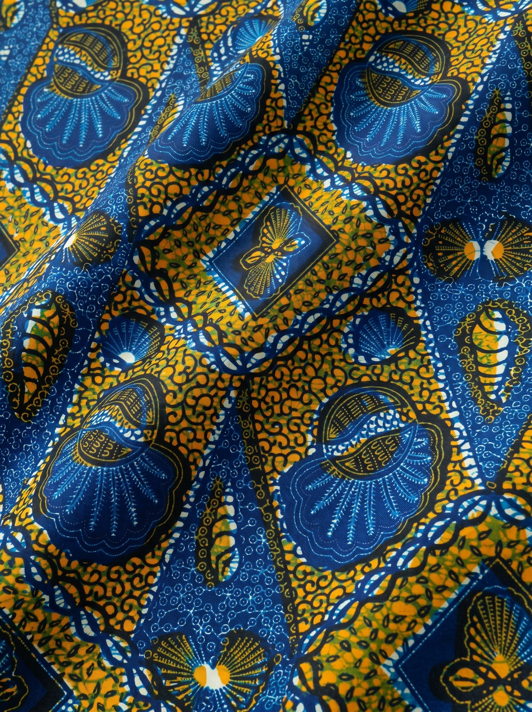 Classic blue and gold wax print