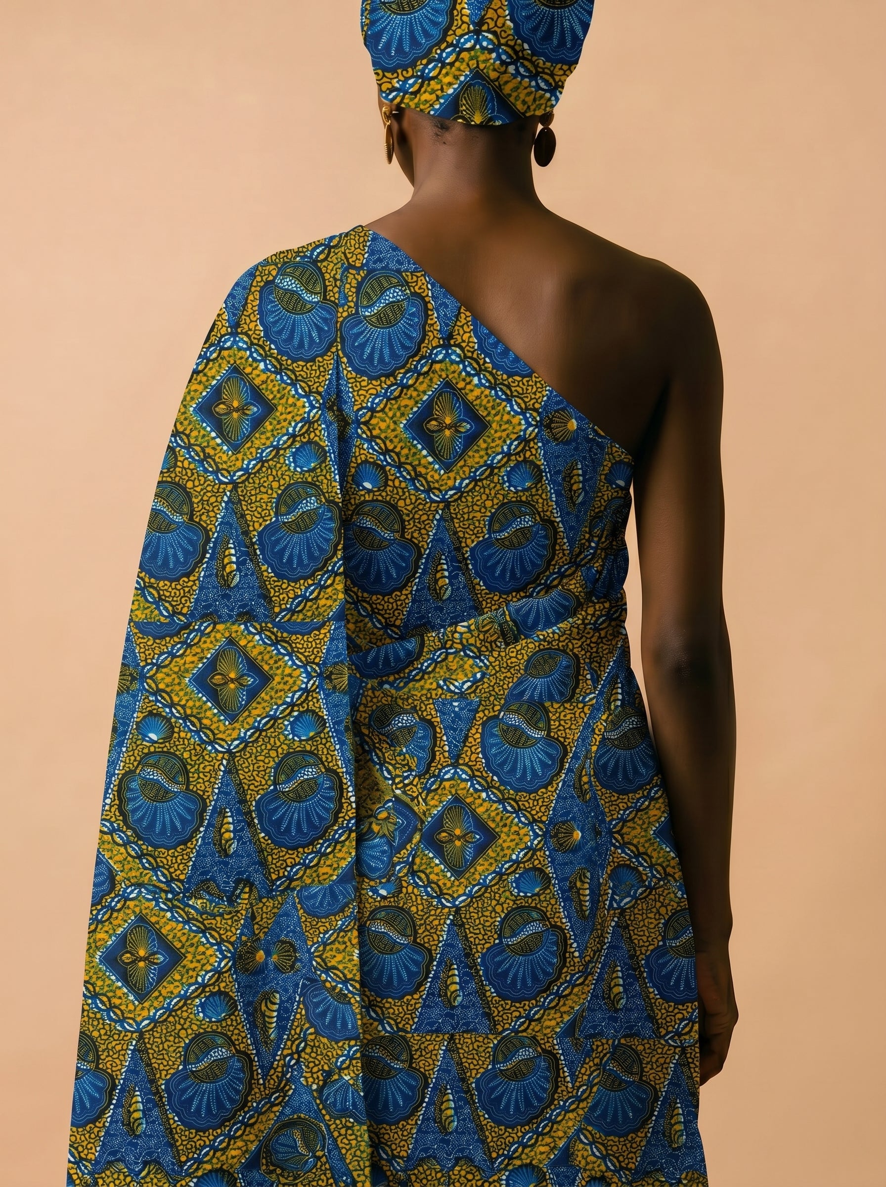 Classic blue and gold wax print