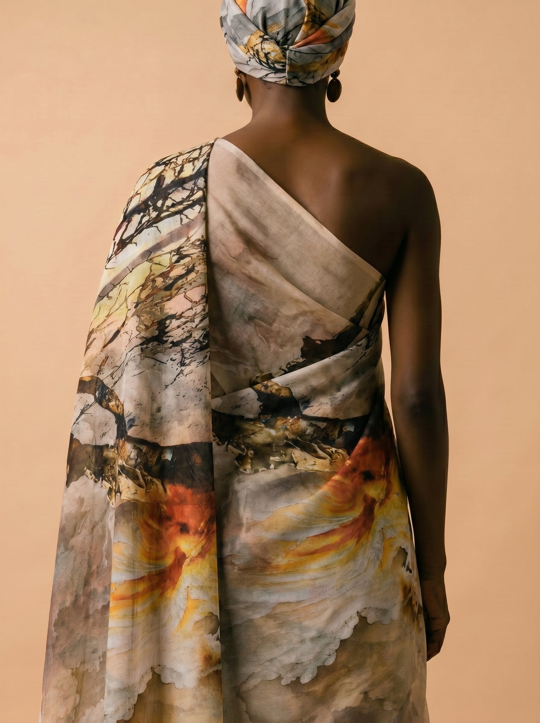 Premium Swiss voile fabric featuring a modern abstract water color print