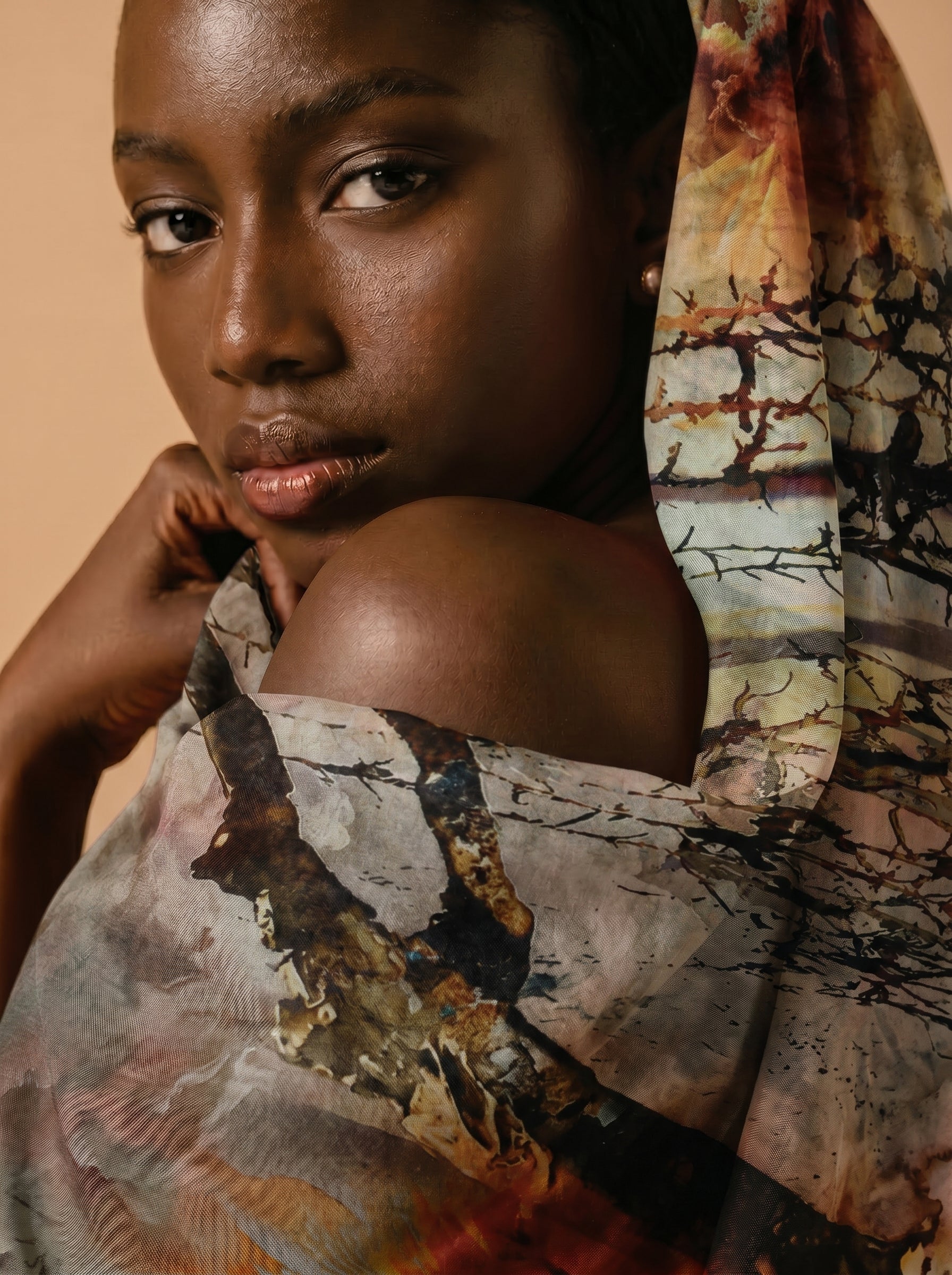 Premium Swiss voile fabric featuring a modern abstract water color print