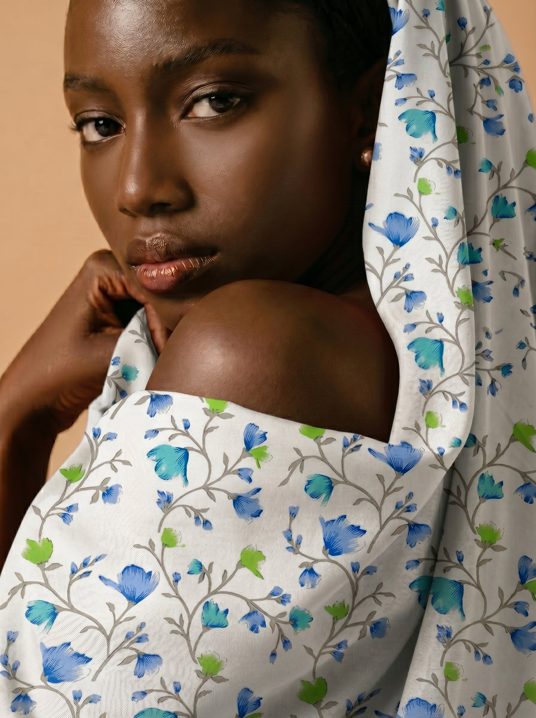 Soft floral print on pure cotton base
